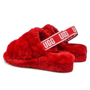 red ugg slides